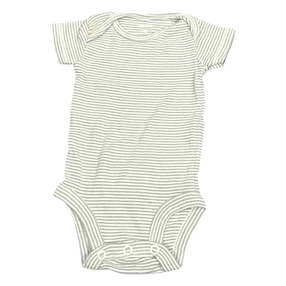 Carters‎ Newborn Bodysuit Gray White Striped Short Sleeve Cotton One Piece NB